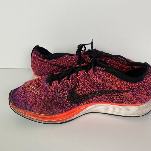 Nike Flyknit Racer Running Shoes Men's 8.5 Acai Berry Hyper Orange 526628 008 - Picture 12 of 16